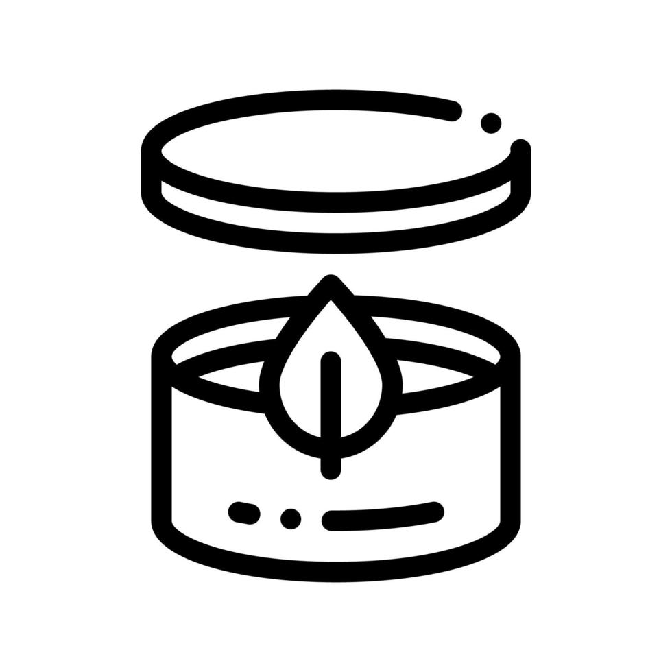 Cream Container And Leaf Vector Thin Line Icon