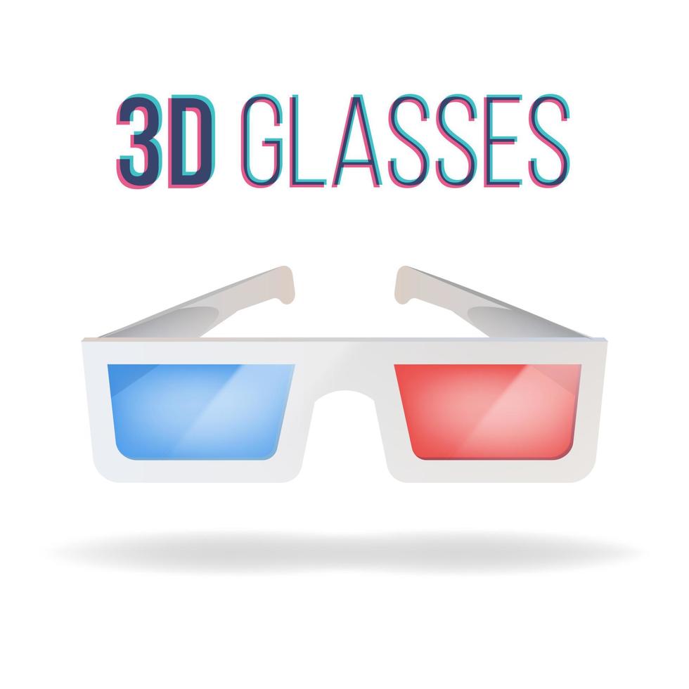 vector de gafas 3d realistas. rojo azul. gafas 3d de cine de papel. aislado en la ilustración de fondo blanco