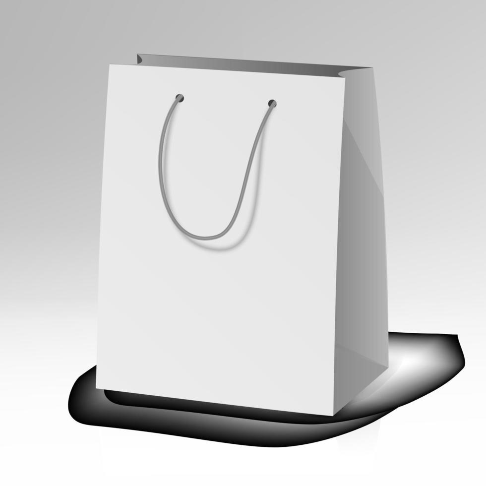 vector de plantilla de bolsa de papel en blanco. ilustración realista de bolsa de bolsillo de compras