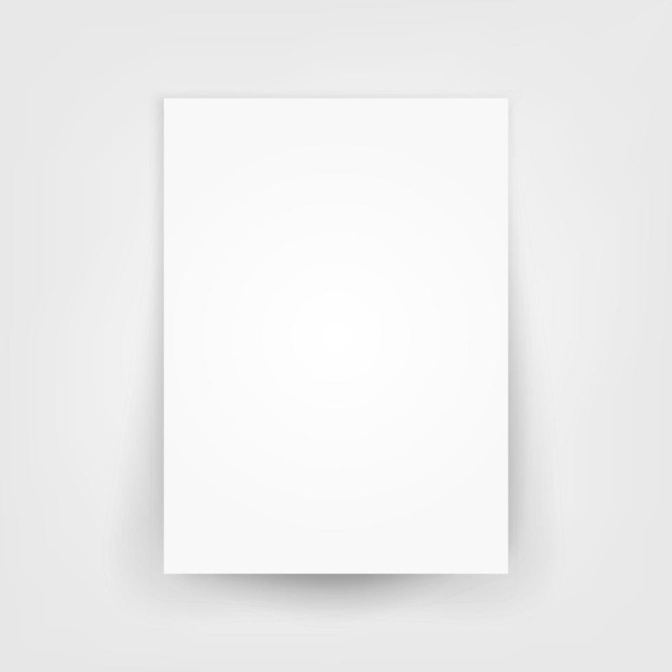 Blank white 3d Paper Canvas Vector. Empty Paper Sheet Illustration With Shadow vector