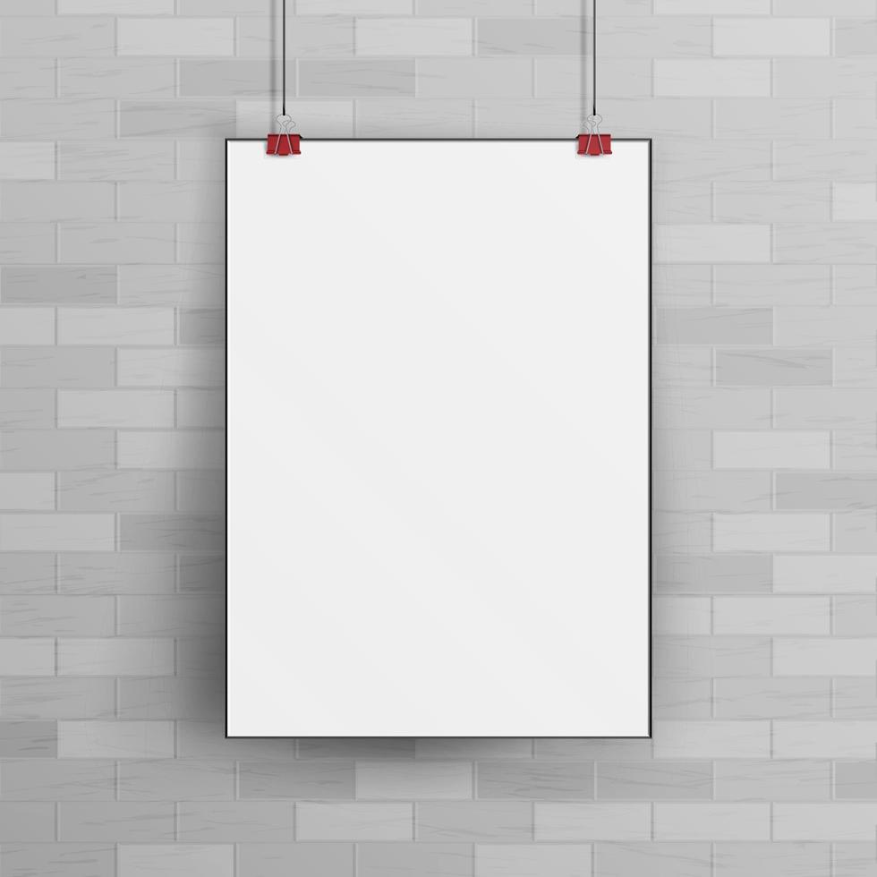 cartel de pared de papel en blanco blanco maqueta vector de plantilla.