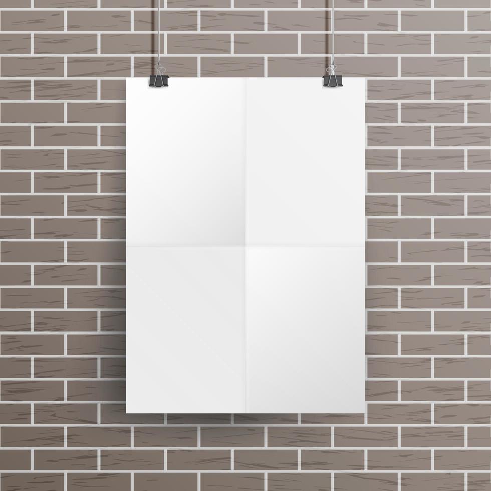 White Blank Paper Wall Poster Mock up Template Vector. Realistic Illustration. Template Frame Design vector