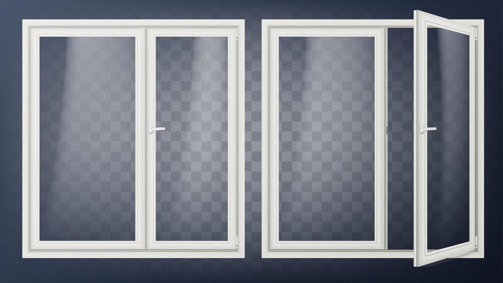 Plastic Glass Door Vector. Opened And Closed. Apartment Element. Isolated On Transparent Background Illustration vector