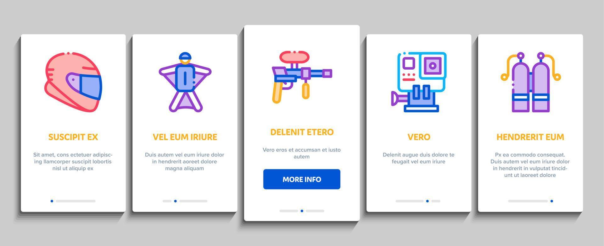 Extreme Sport Activity Onboarding Elements Icons Set Vector