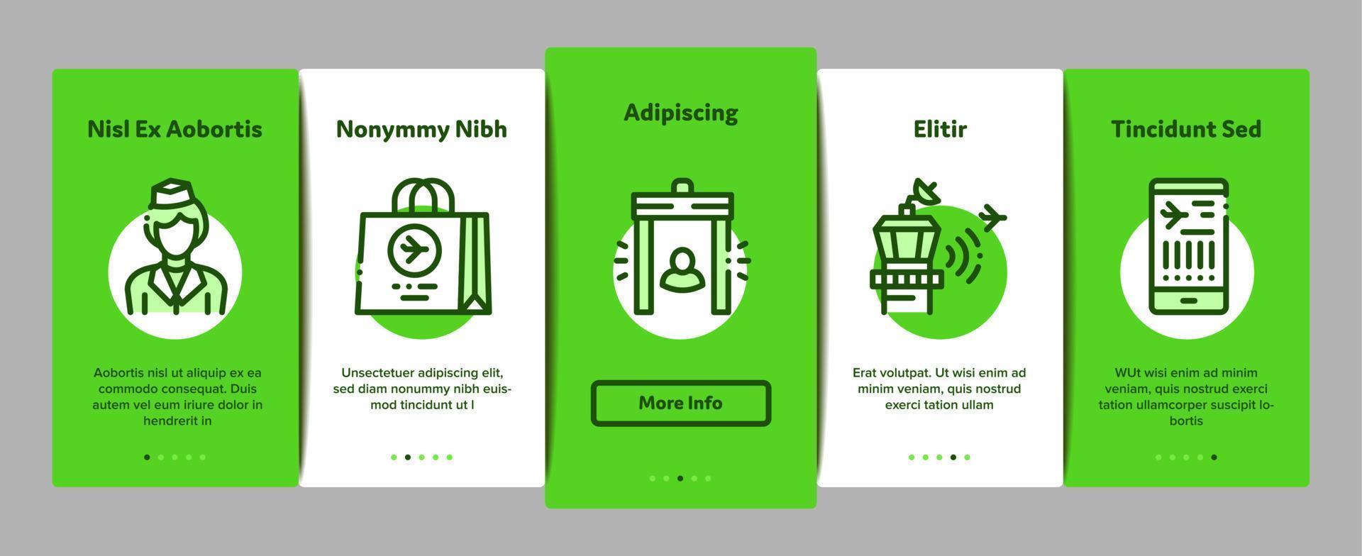 Airline And Airport Onboarding Elements Icons Set Vector