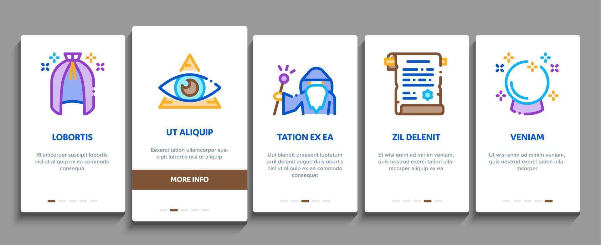 Wizard Magic Onboarding Elements Icons Set Vector