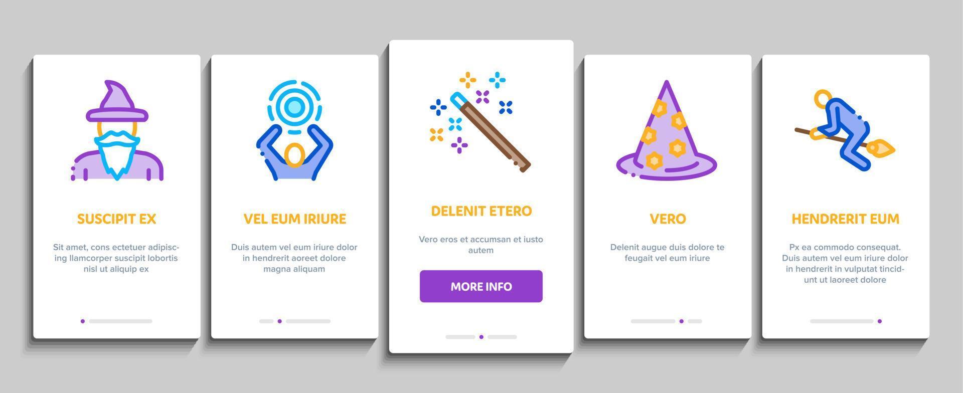 Wizard Magic Onboarding Elements Icons Set Vector