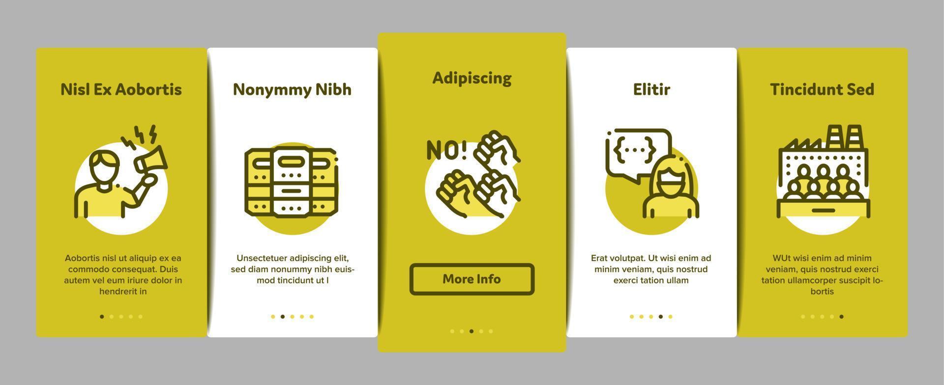Protest And Strike Onboarding Elements Icons Set Vector