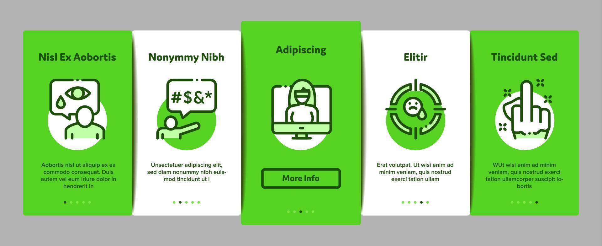 Bullying Aggression Onboarding Elements Icons Set Vector