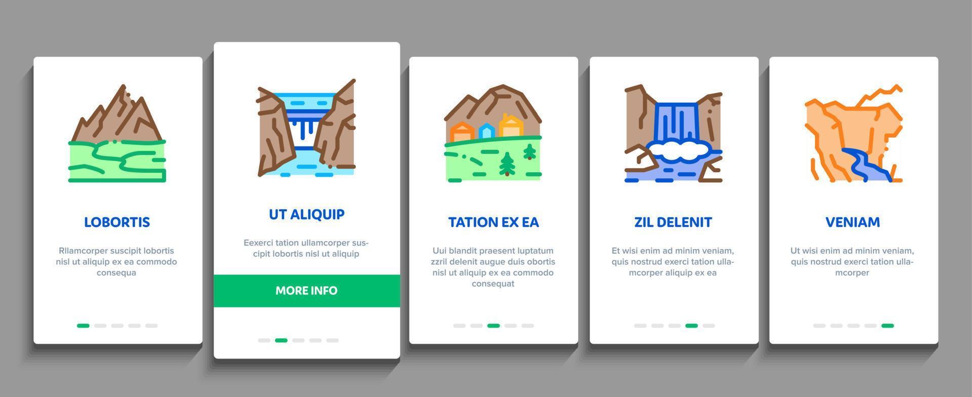 conjunto de iconos de elementos de incorporación de paisaje de montaña vector