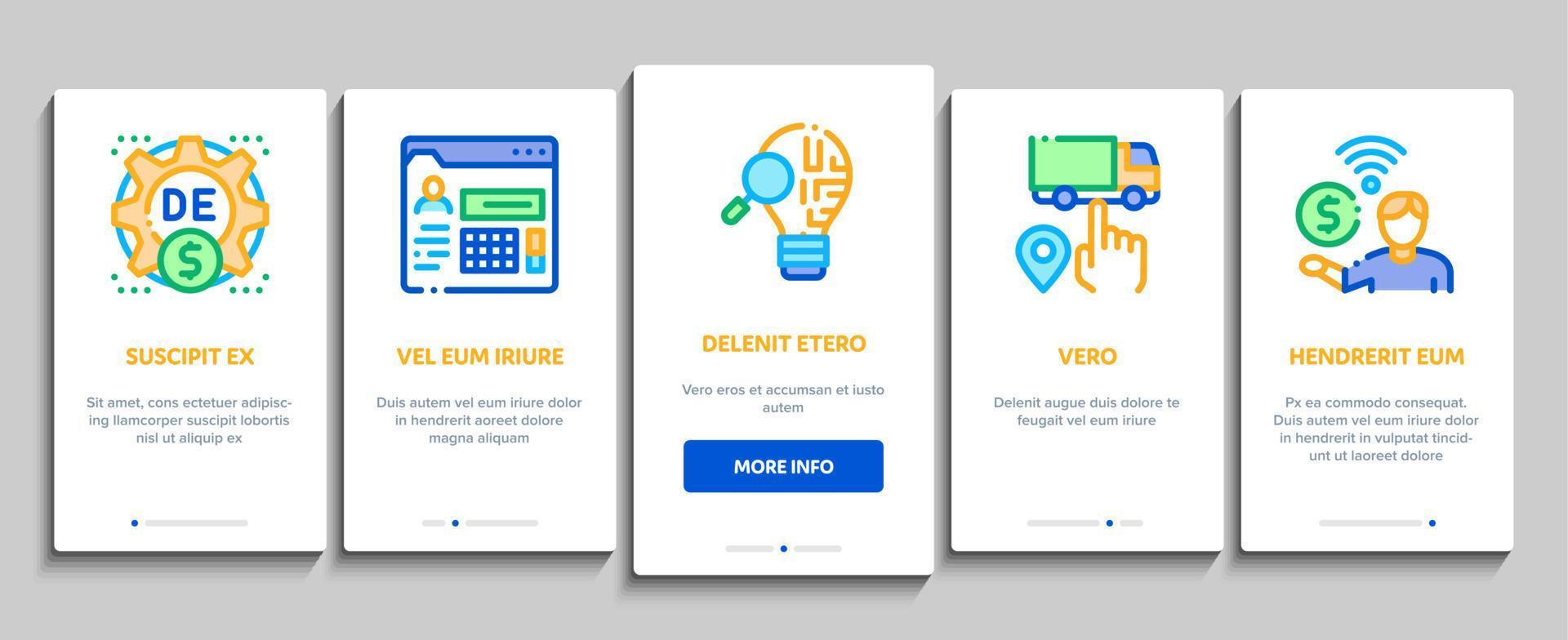 Digital Economy And E-business Onboarding Elements Icons Set Vector