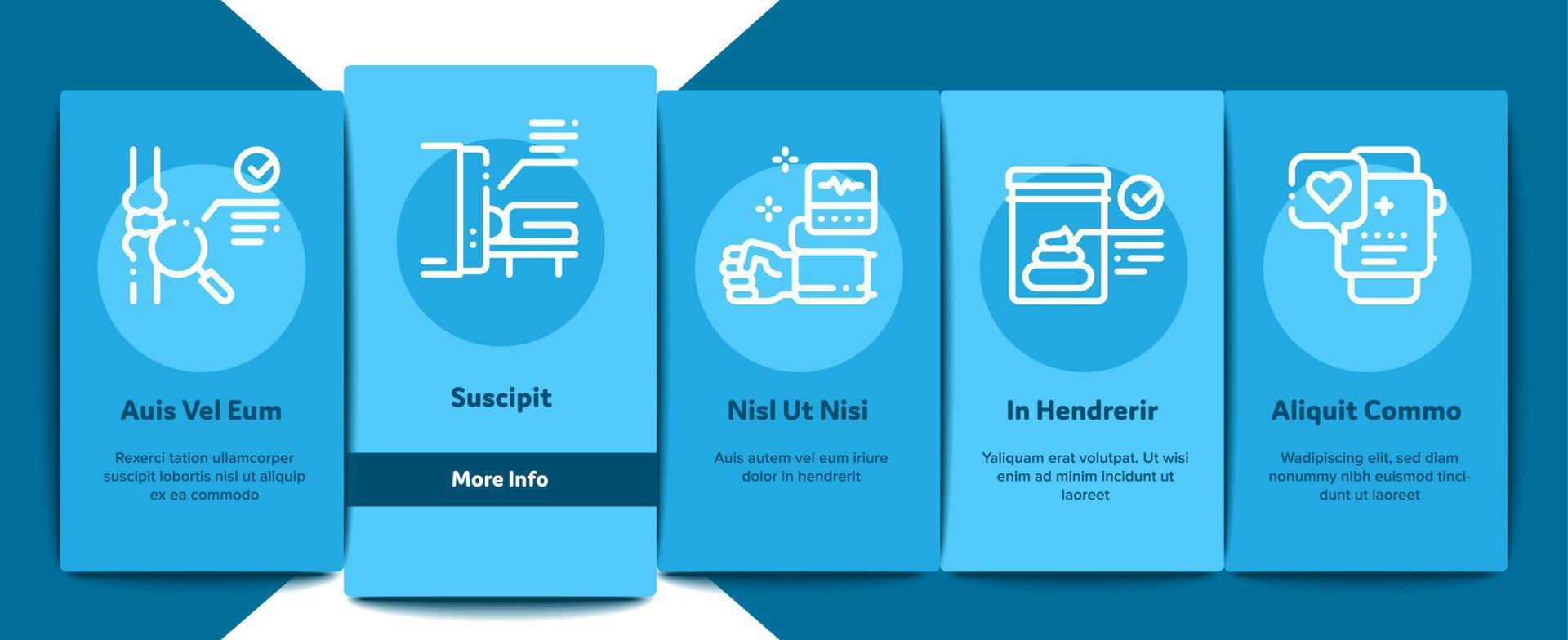 Health Checkup Medical Onboarding Elements Icons Set Vector