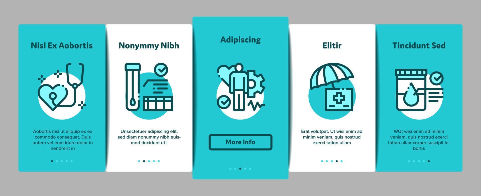 Health Checkup Medical Onboarding Elements Icons Set Vector