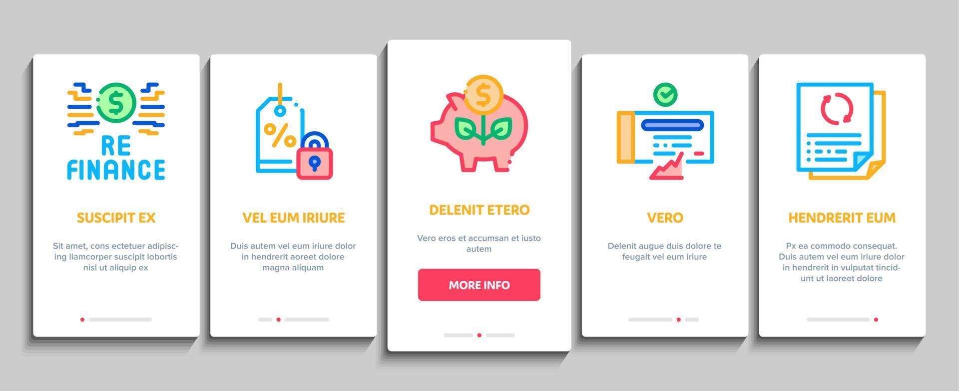 Refinance Financial Onboarding Elements Icons Set Vector