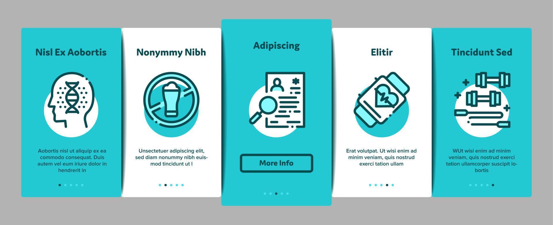 Healthy Lifestyle Onboarding Elements Icons Set Vector
