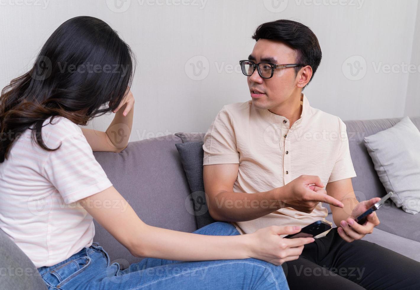 Young Asian couple at home photo