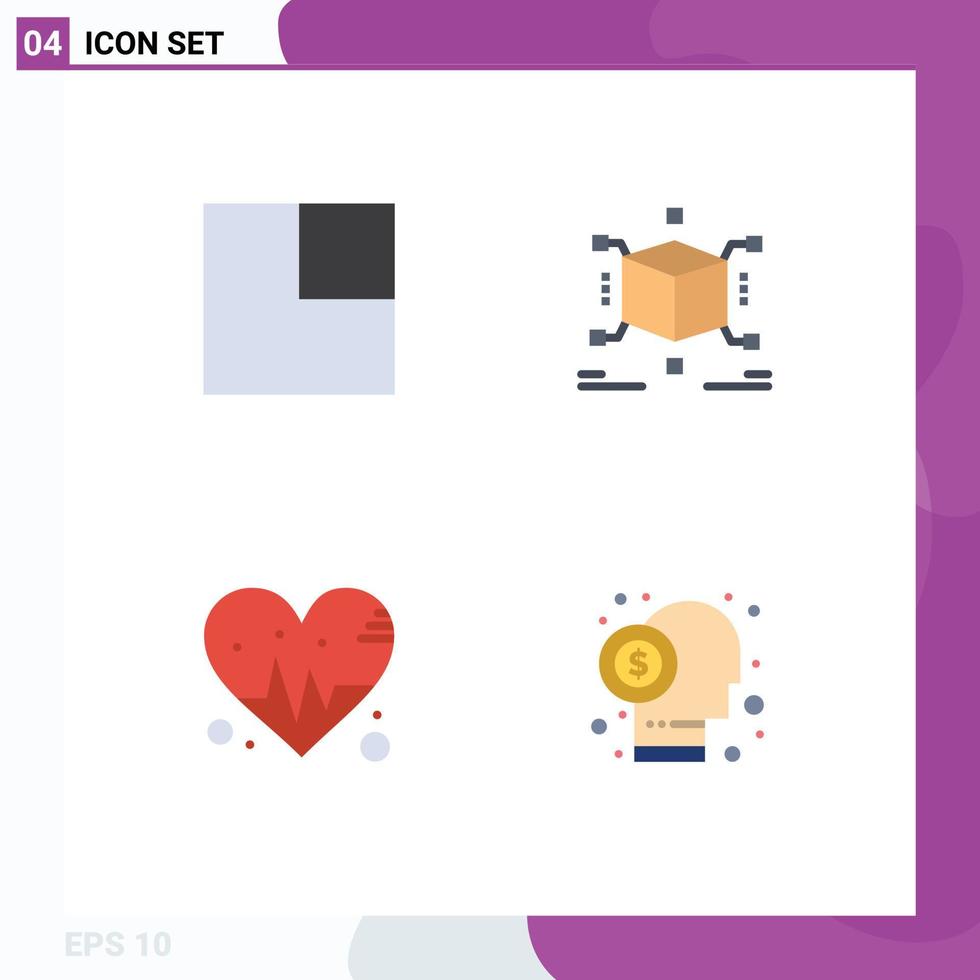 User Interface Pack of 4 Basic Flat Icons of expand beat cube box capitalist Editable Vector Design Elements