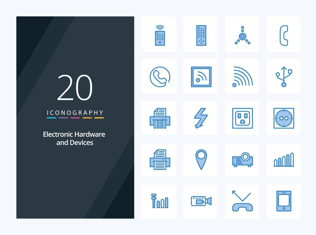 20 Devices Blue Color icon for presentation vector