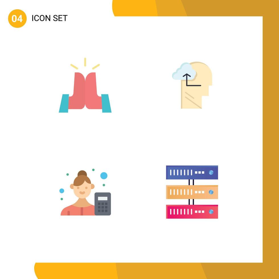 Group of 4 Modern Flat Icons Set for best accountant high mind business analyst Editable Vector Design Elements