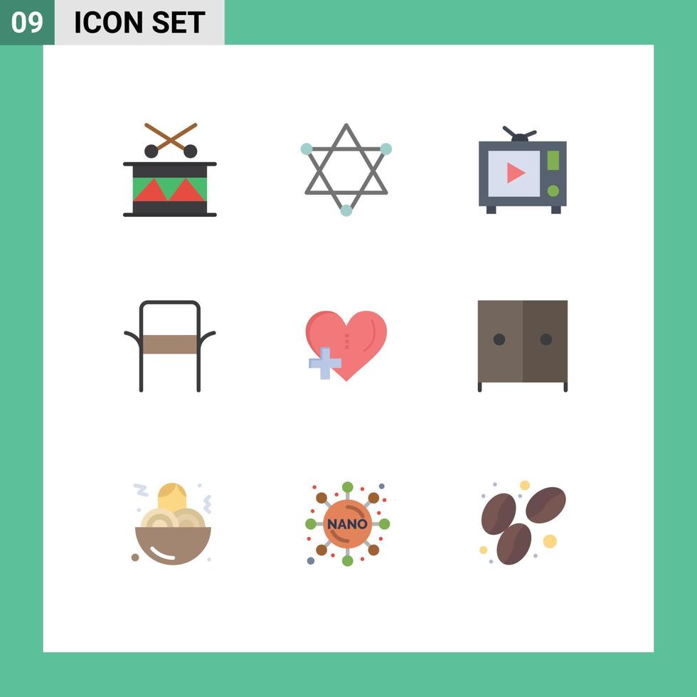 9 Creative Icons Modern Signs and Symbols of plus love film heart home Editable Vector Design Elements