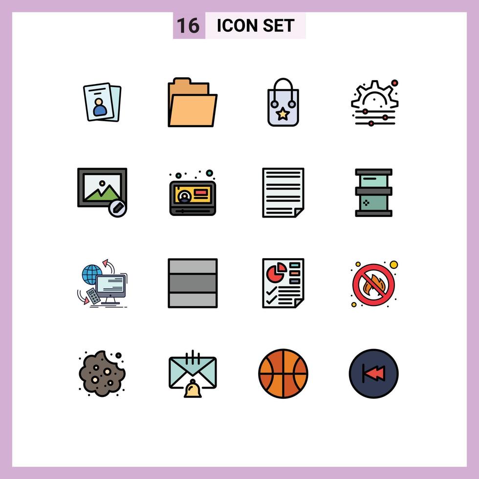 conjunto de 16 iconos modernos de la interfaz de usuario signos de símbolos para el proceso de edición de bolsas de imágenes de noticias elementos de diseño de vectores creativos editables