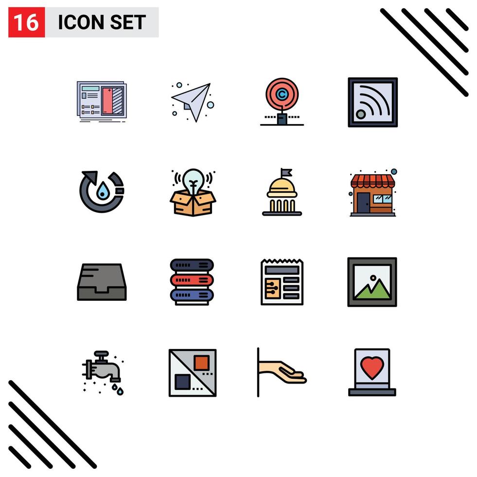 16 Thematic Vector Flat Color Filled Lines and Editable Symbols of drop signal send connection owner Editable Creative Vector Design Elements