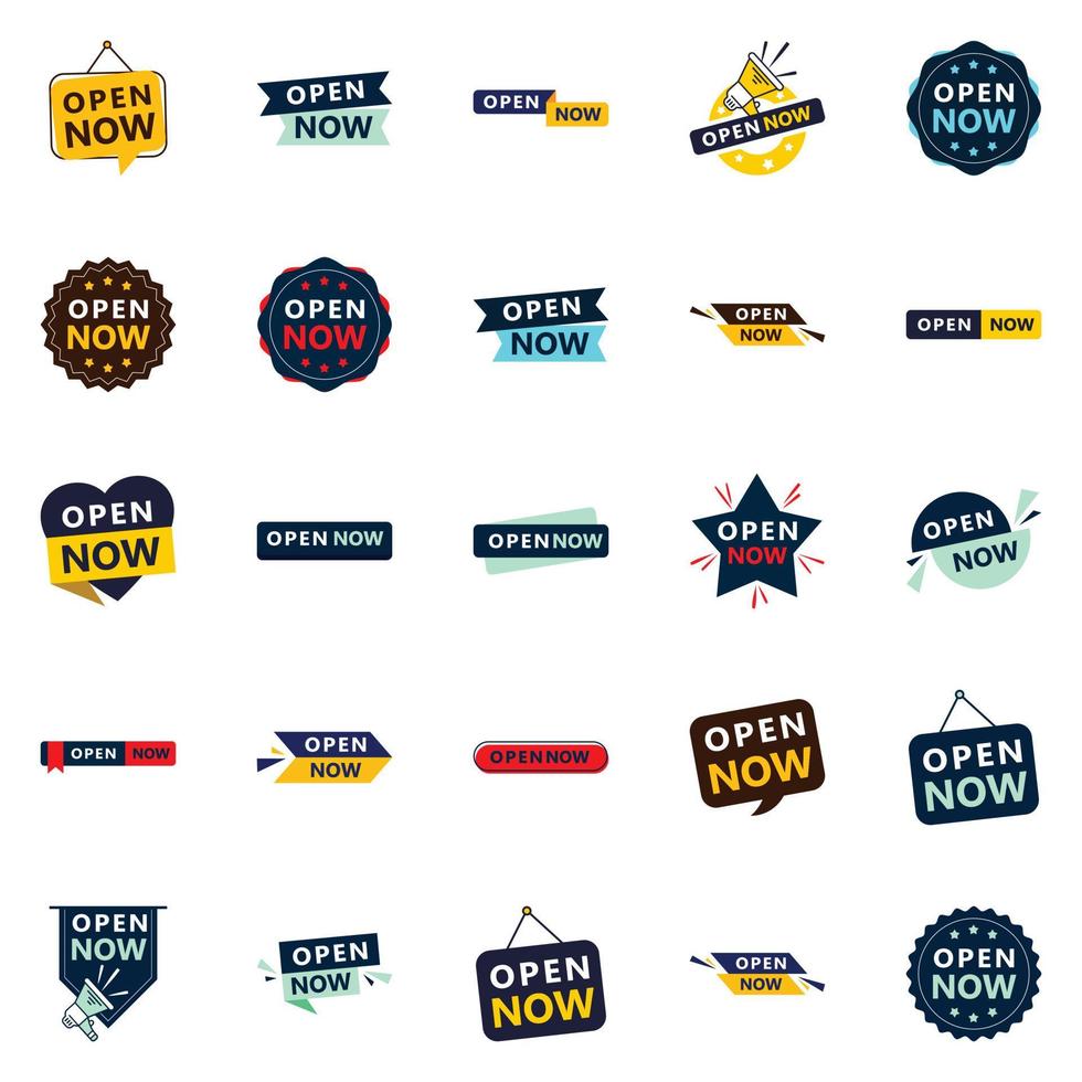 Open now collection 25 different designs for different needs vector