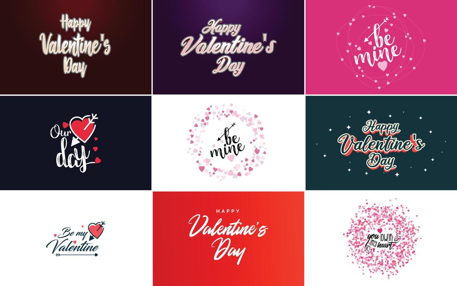 Happy Valentine's Day greeting card template with a romantic theme and a red color scheme vector