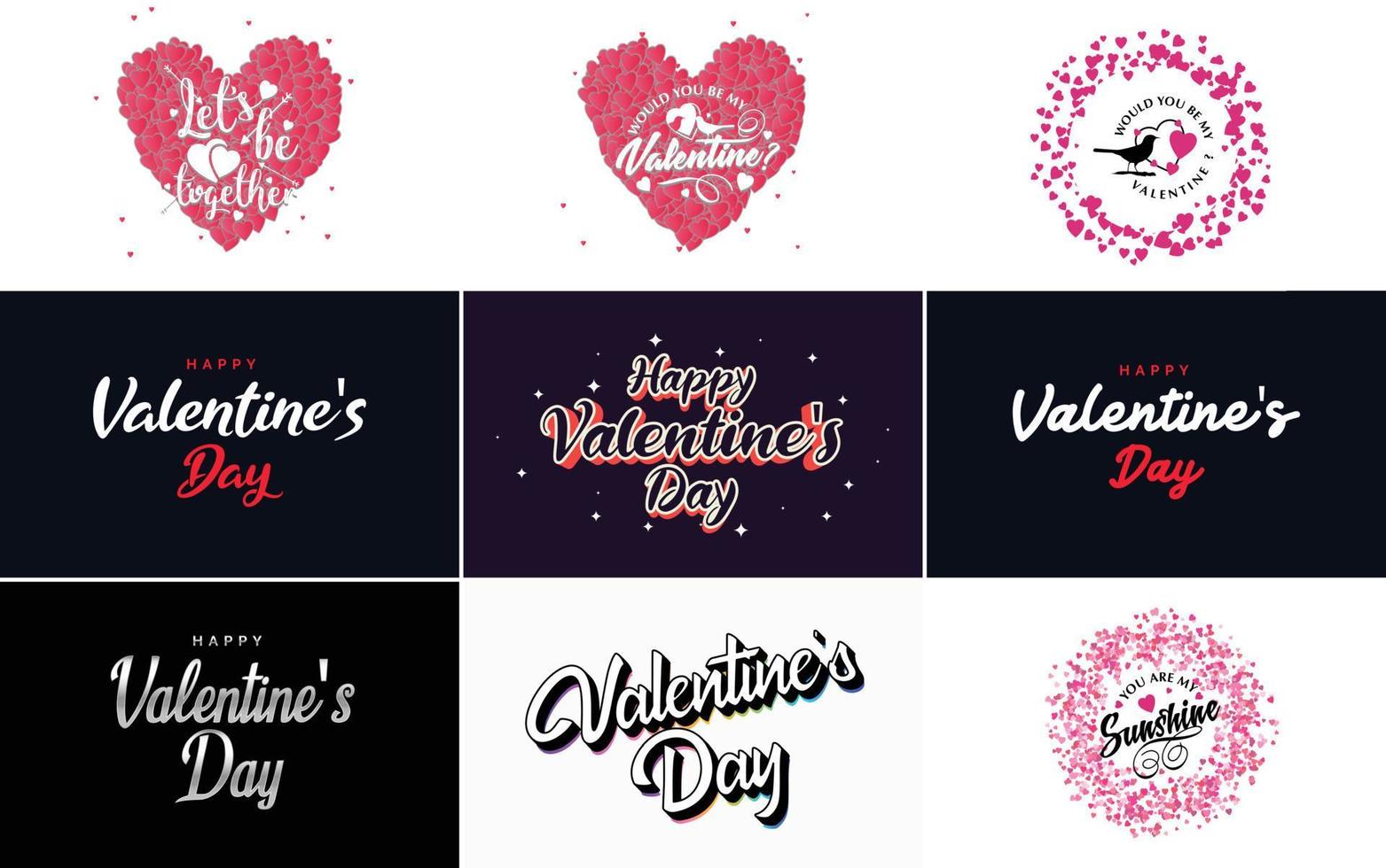 Happy Valentine's Day greeting card template with a romantic theme and a red and pink color scheme vector