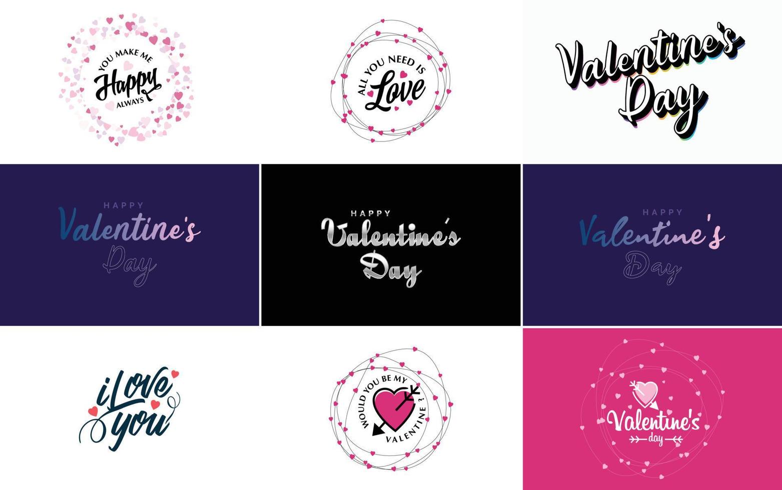 Happy Valentine's Day hand lettering calligraphy text and heart. isolated on white background vector illustration