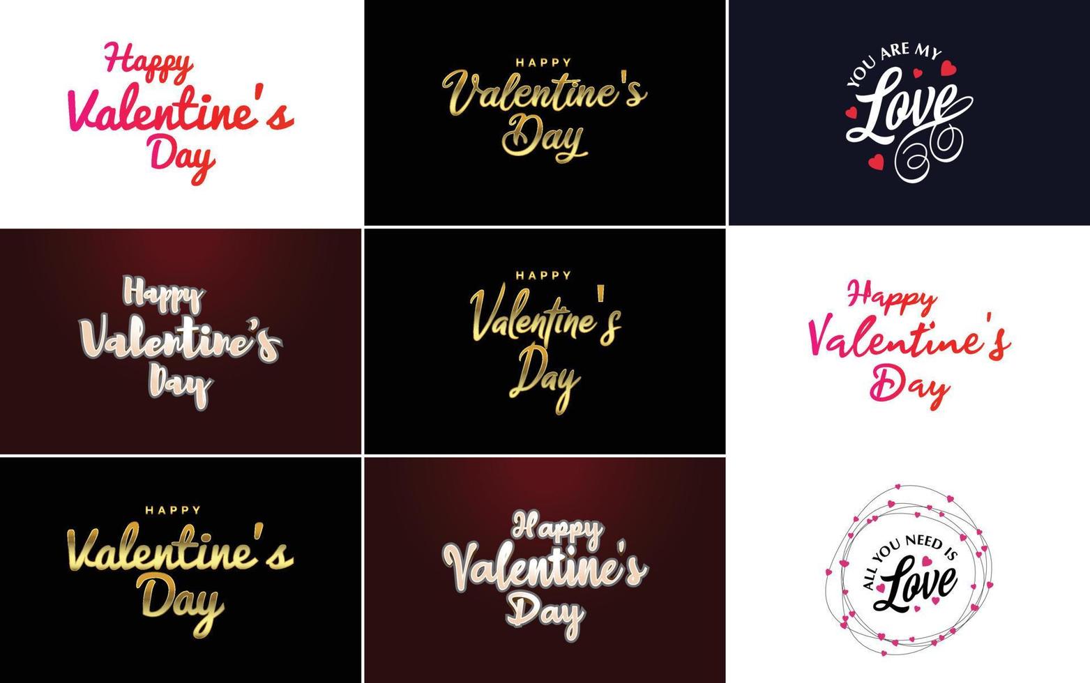 Happy Valentine's Day typography poster with handwritten calligraphy text. isolated on white background vector illustration