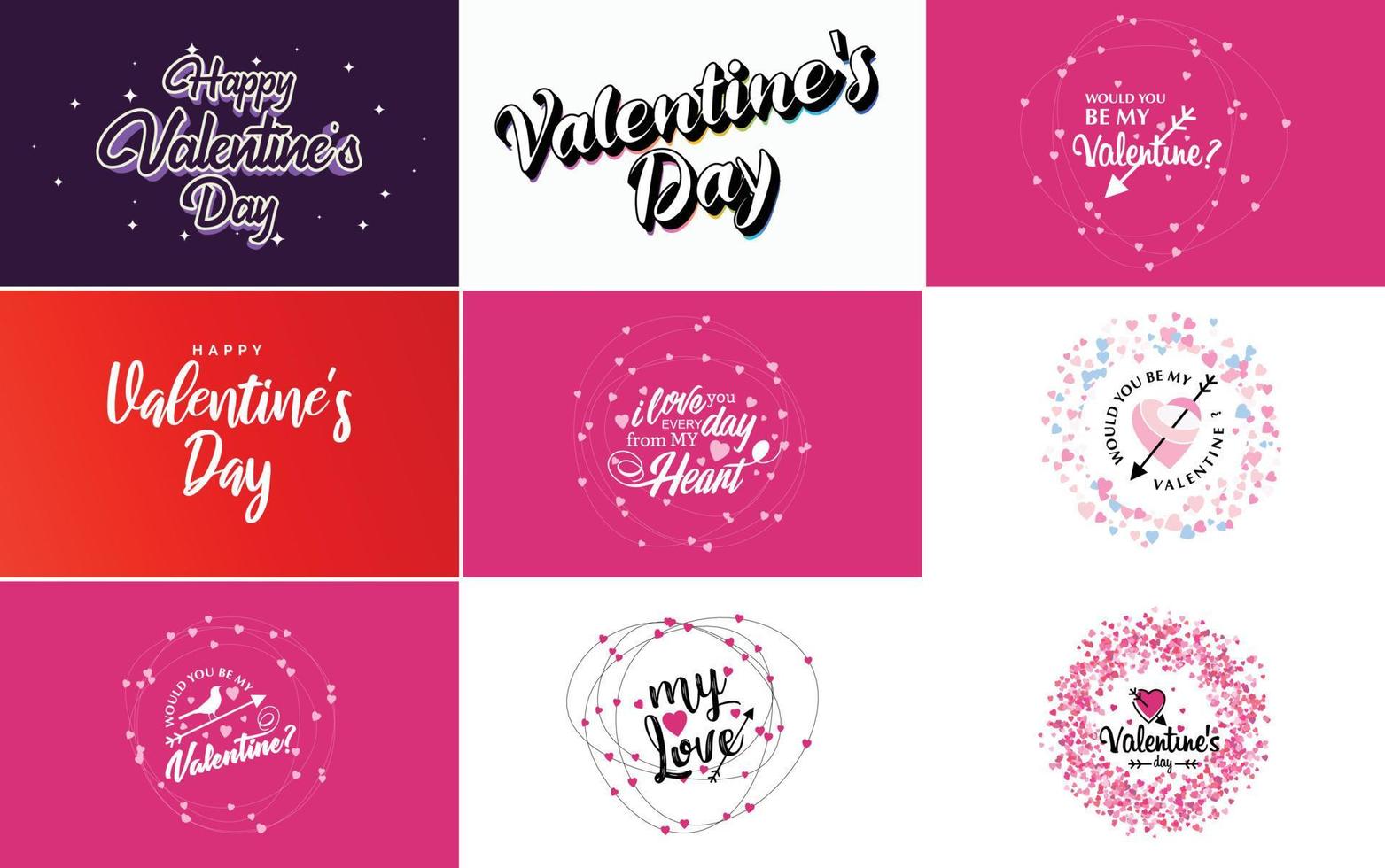 Happy Valentine's Day hand-drawn lettering vector illustration suitable for use in design of flyers. invitations. posters. brochures. and banners