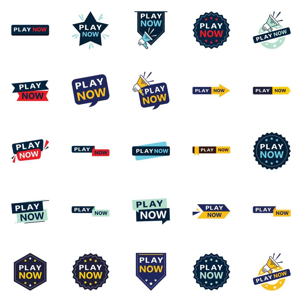 Promote Your Products or Services in Style with Our Pack of 25 Play Now Banners vector