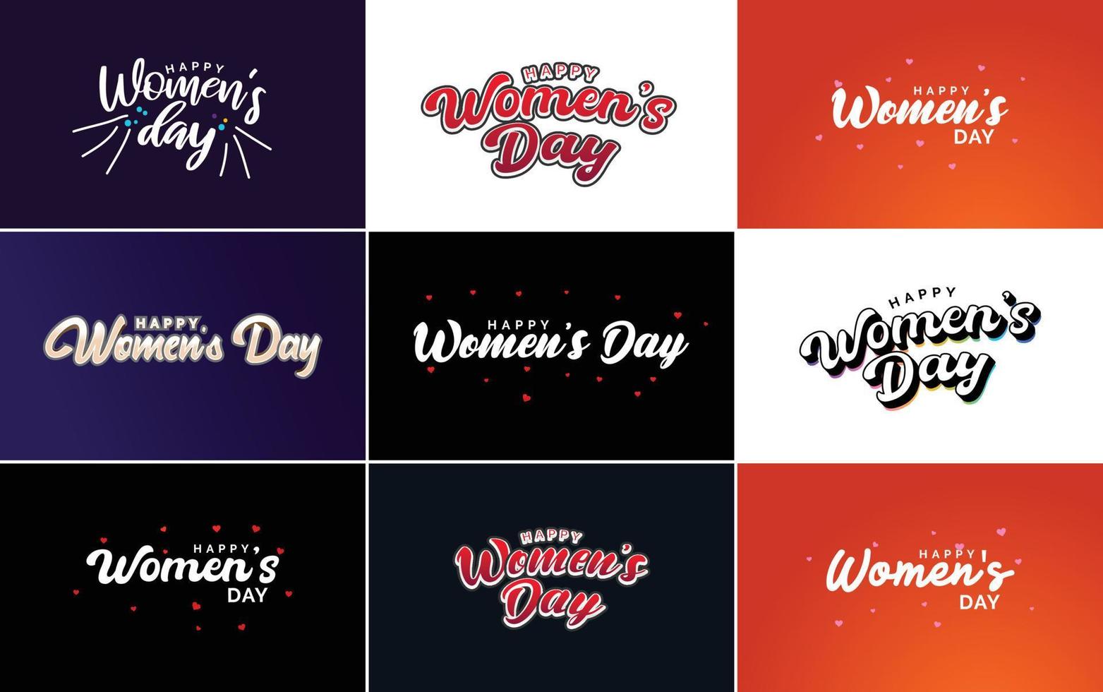 Pink Happy Women's Day typographical design elements set for greeting cards vector