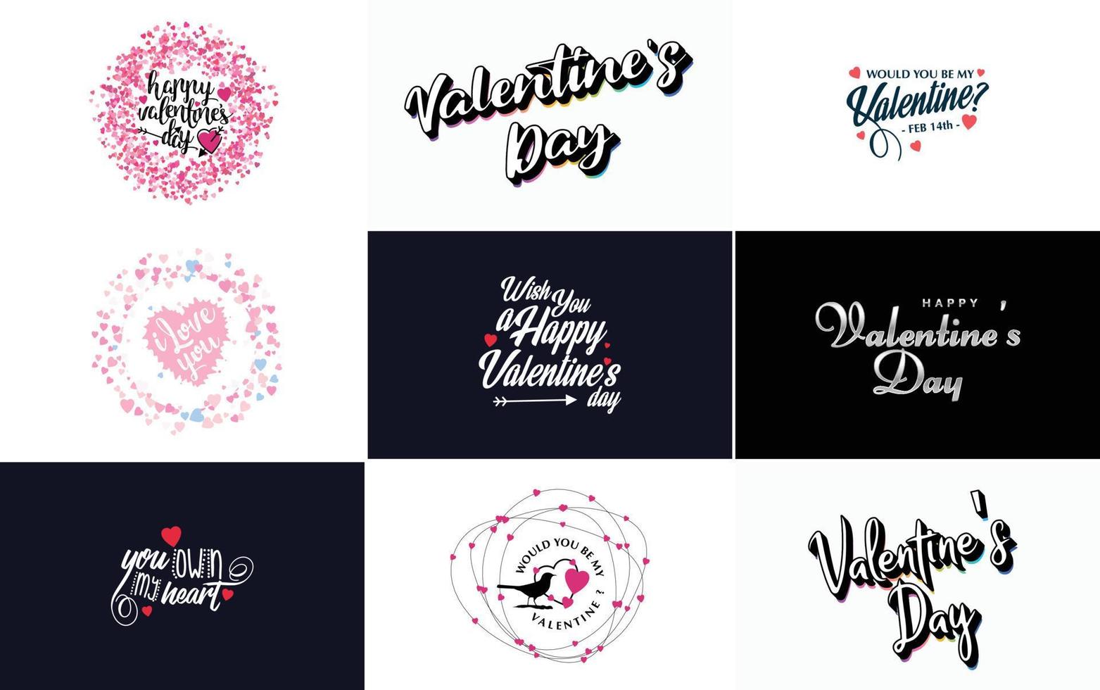 Happy Valentine's Day typography poster with handwritten calligraphy text. isolated on white background vector illustration