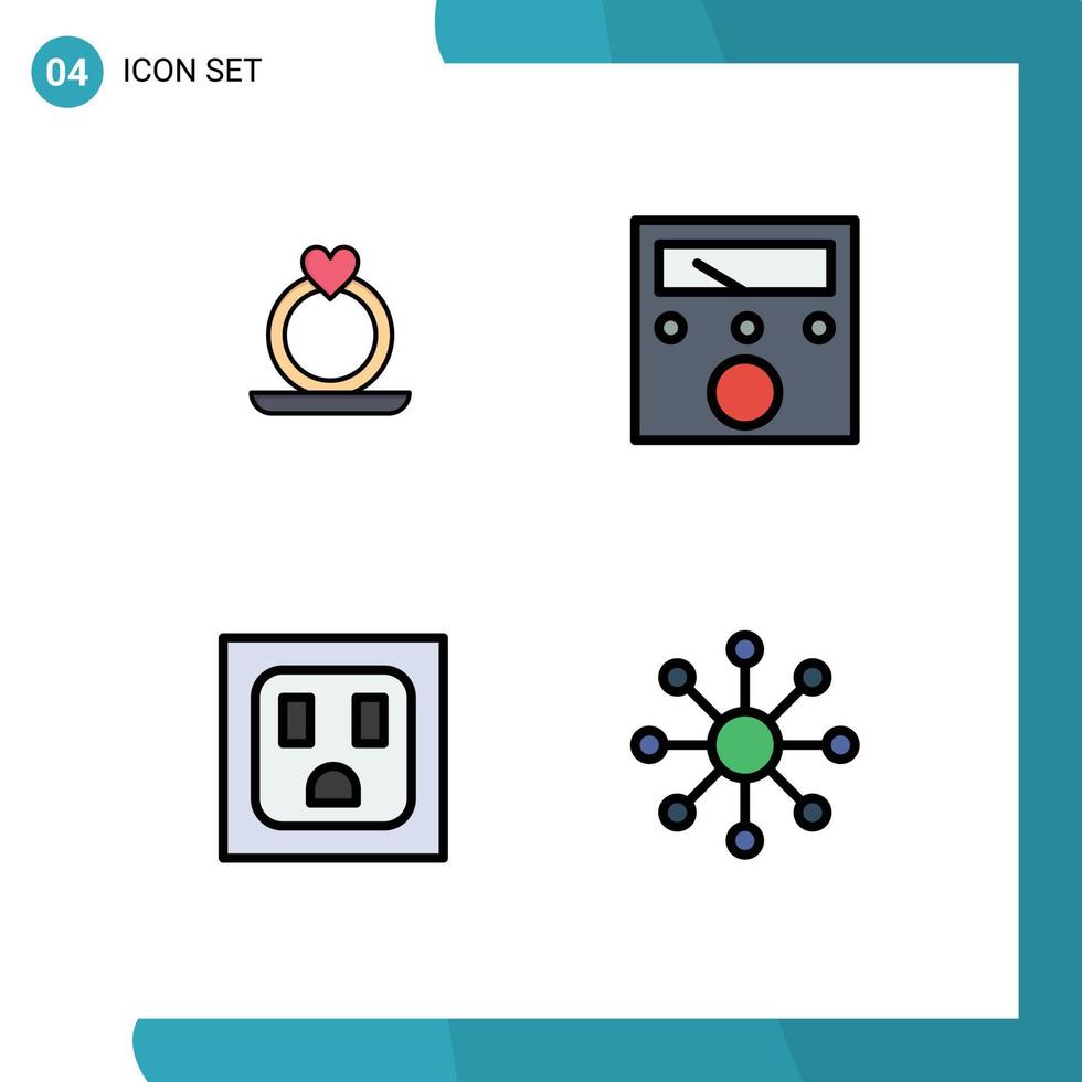 paquete de iconos de vectores de stock de 4 signos y símbolos de línea para elementos de diseño de vectores editables de 96 amperios eléctricos de neuronas anulares