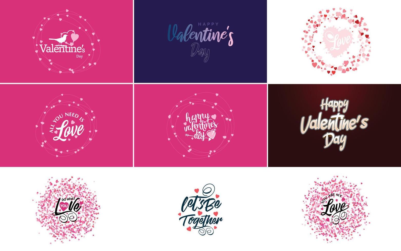 Happy Valentine's Day banner template with a romantic theme and a pink and red color scheme vector