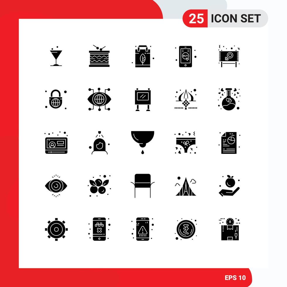 Universal Icon Symbols Group of 25 Modern Solid Glyphs of board mobile shop energy mobile click mobile Editable Vector Design Elements