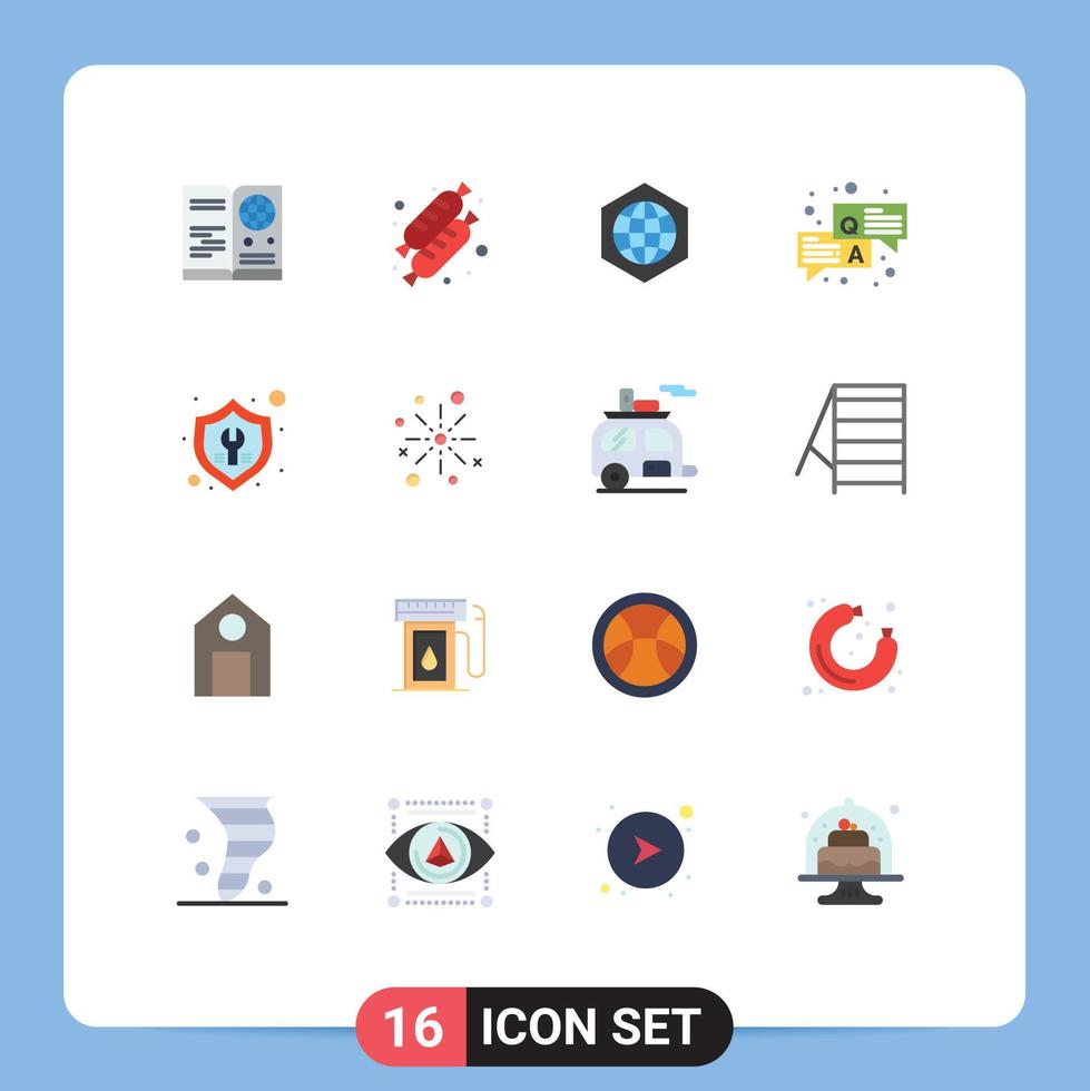 Set of 16 Modern UI Icons Symbols Signs for settings chat earth question answer Editable Pack of Creative Vector Design Elements