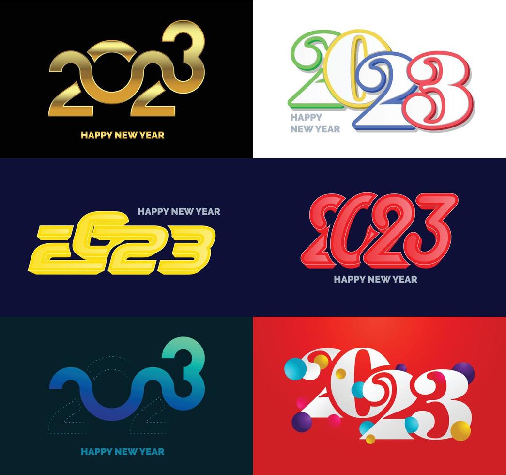 gran conjunto de 2023 feliz año nuevo diseño de texto de logotipo plantilla de diseño de número 2023 vector