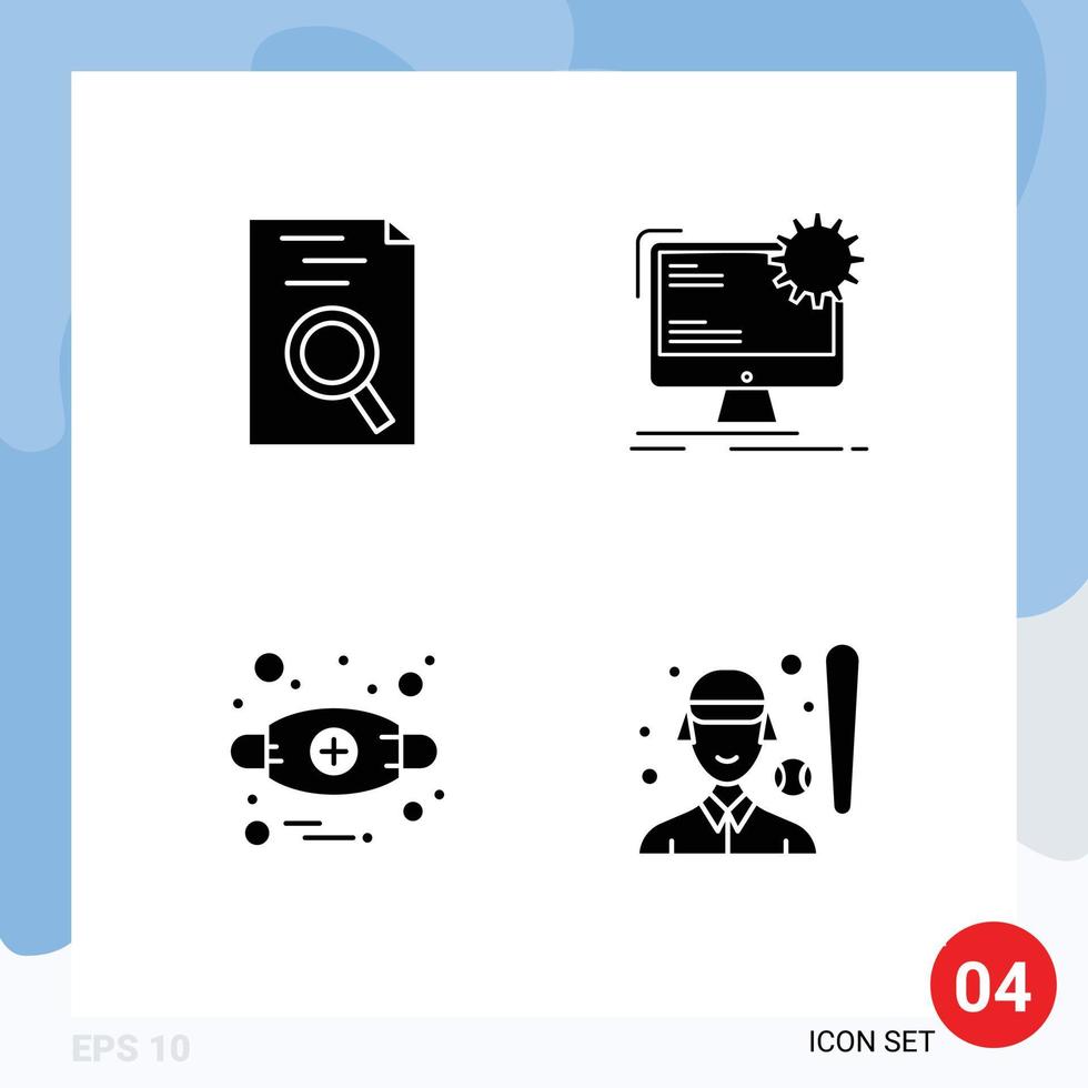 Solid Glyph Pack of 4 Universal Symbols of hr allergy internet site mask Editable Vector Design Elements