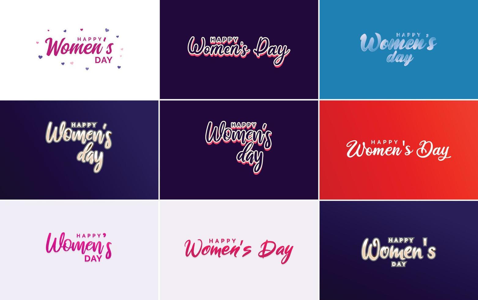 Abstract Happy Women's Day logo with a love vector design in pink. red. and black colors