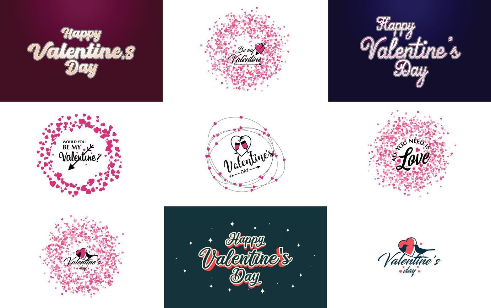 Happy Valentine's Day hand lettering calligraphy text and heart. isolated on white background vector illustration