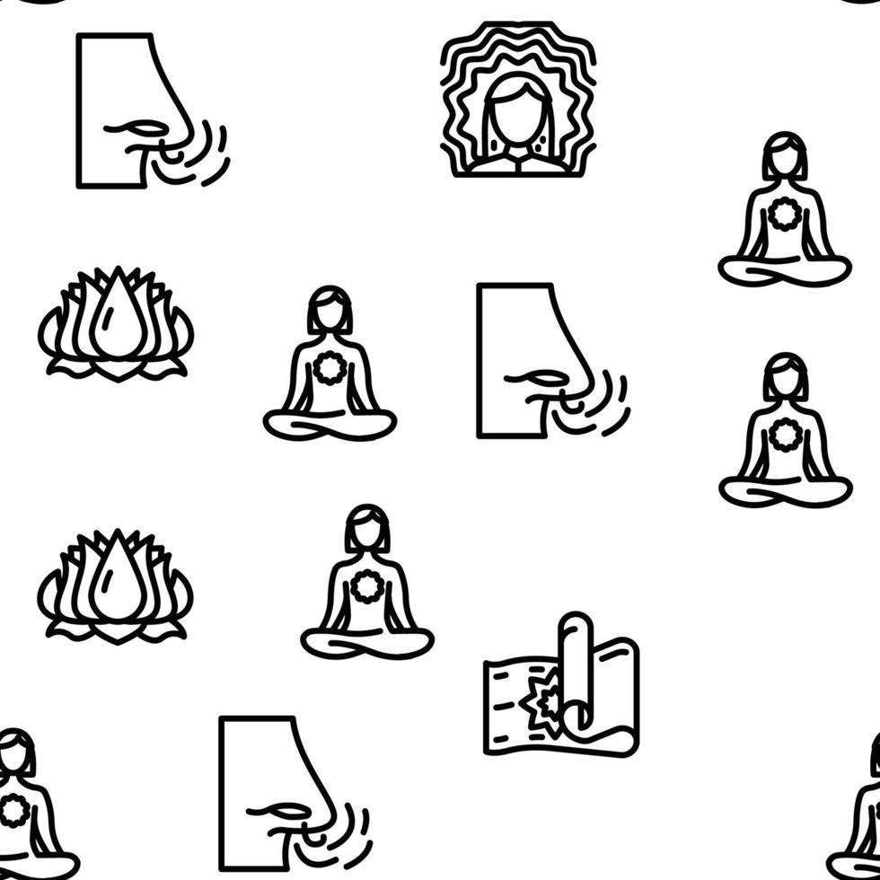 Meditation Wellness Occupation Vector Seamless Pattern