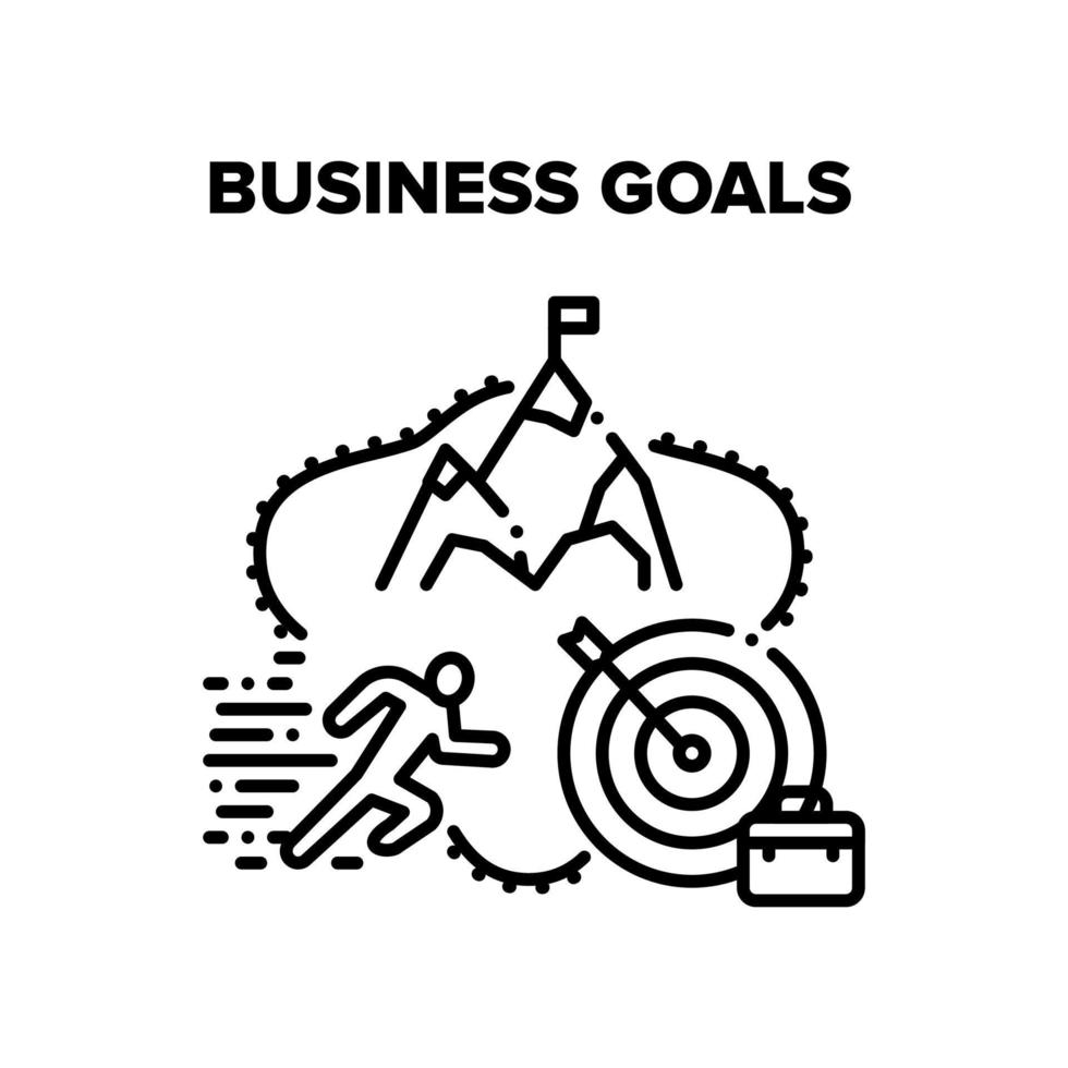 Business Goals Achievement Vector Black Illustration