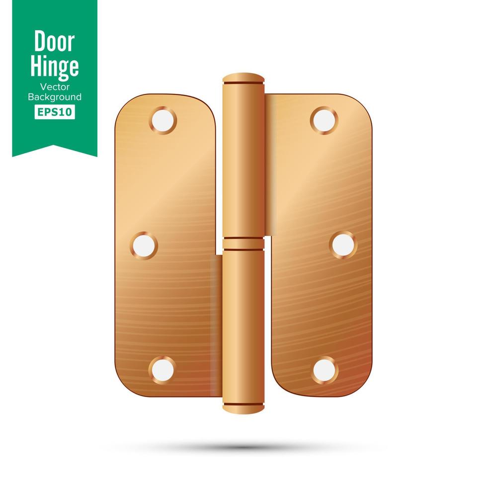 Door Hinge Vector. Classic And Industrial Ironmongery Isolated On White Background. Simple Entry Door Metal Hinge Icon. Copper, Bronze. Stock Illustration vector