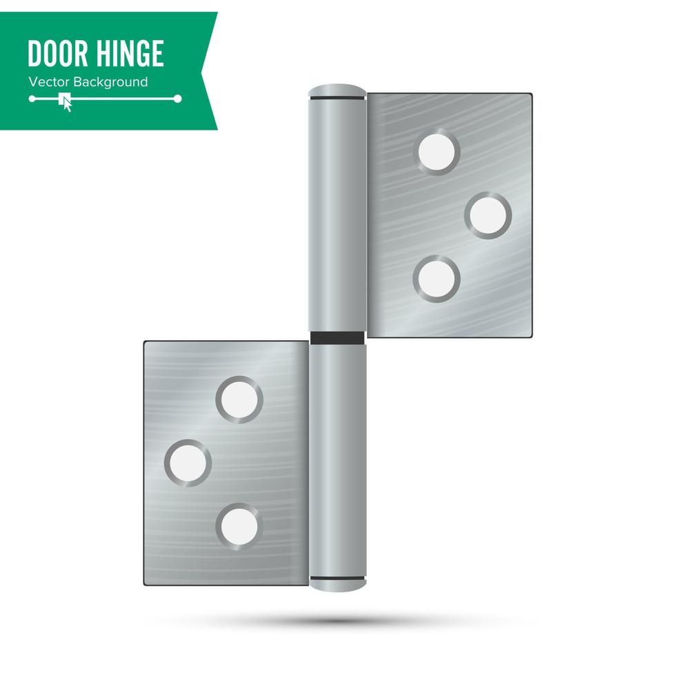 Door Hinge Vector. Classic And Industrial Ironmongery Isolated On White Background. Simple Entry Door Metal Hinge Icon. Stainless Steel. Stock Illustration vector