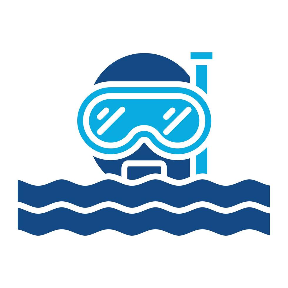 icono de dos colores de glifo de buceo vector