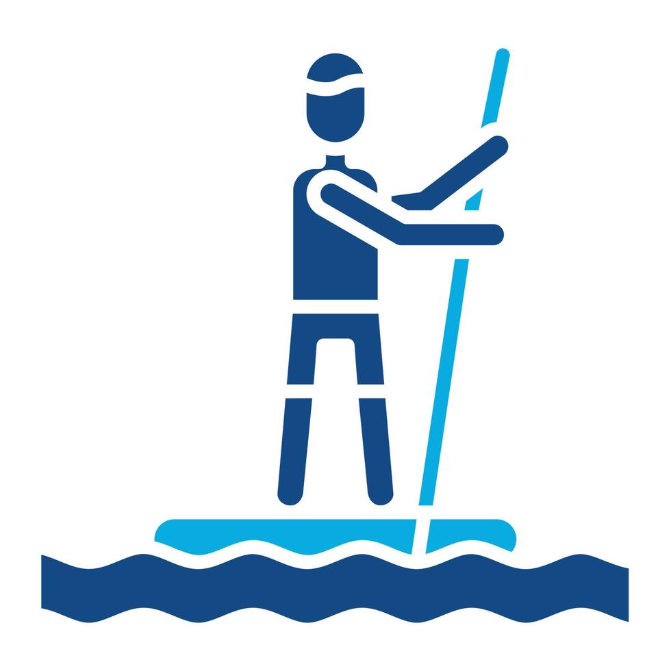 standup paddleboarding glifo icono de dos colores vector