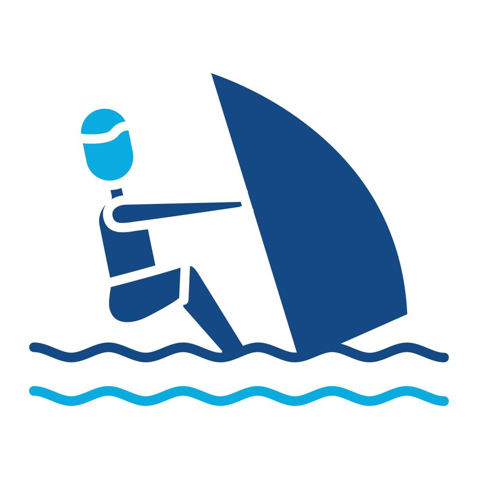 icono de dos colores de glifo de windsurf vector